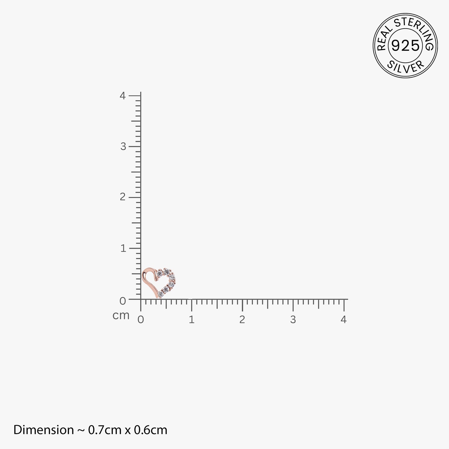 Heart-Shaped Rose Gold Zirconia Studs