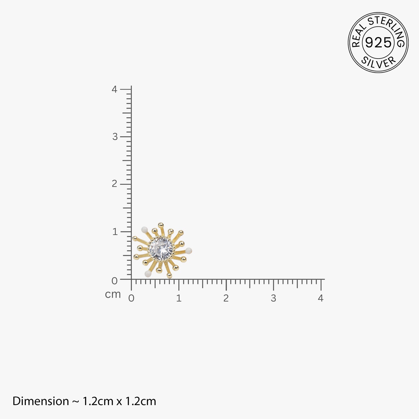 Golden Sunburst Zirconia Studs