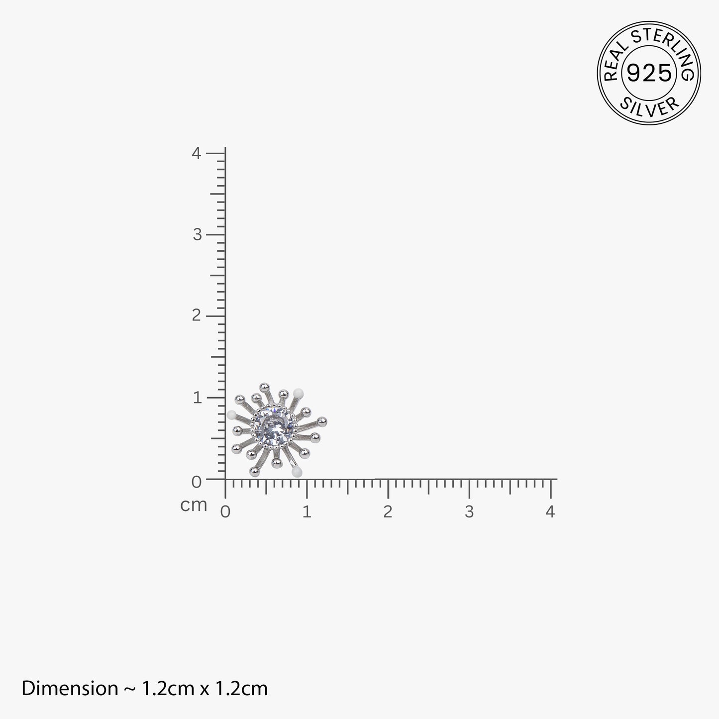 Silver Sunburst Zirconia Studs