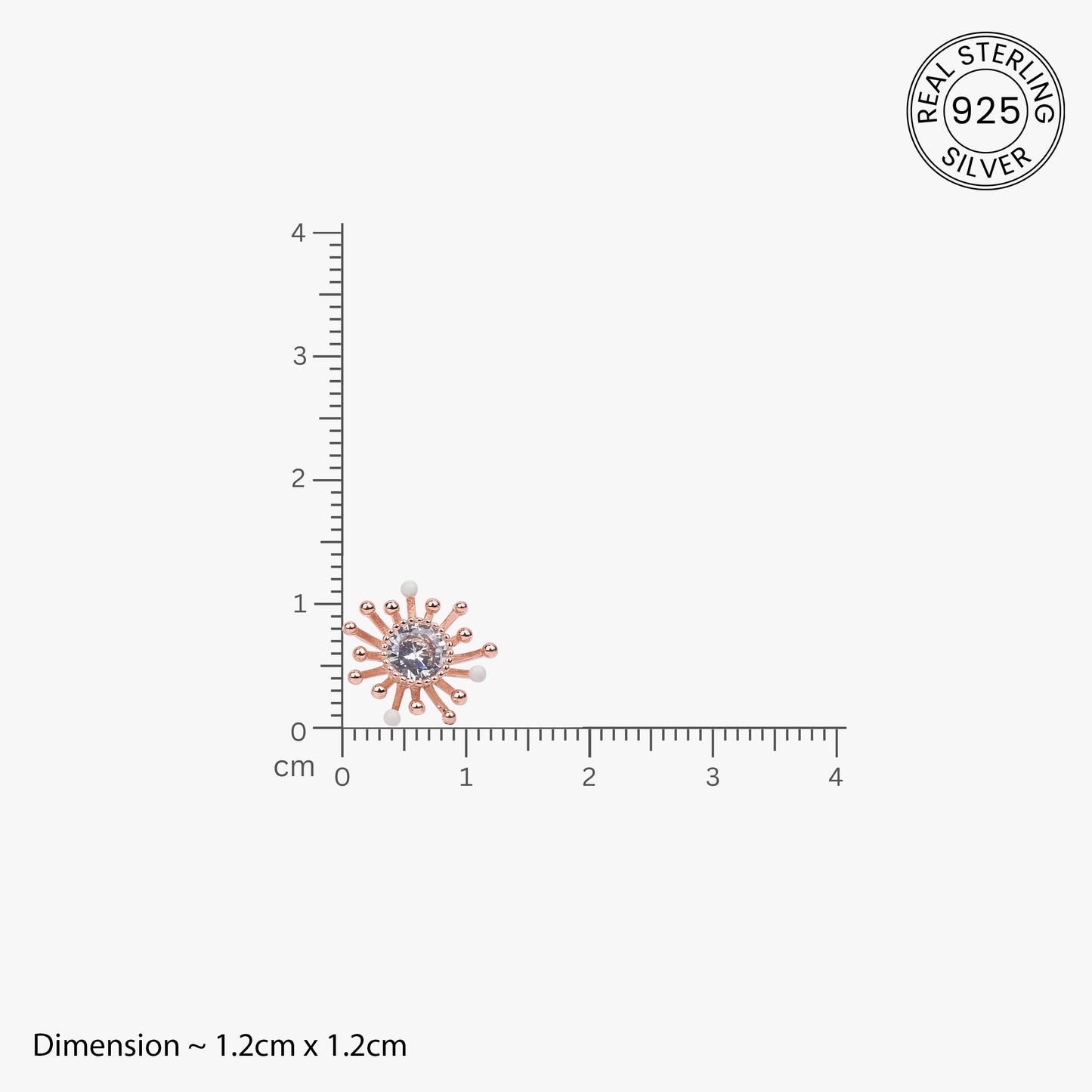 Rose Gold Sunburst Zirconia Studs