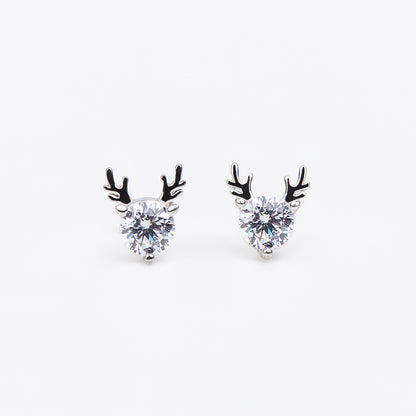 Festive Reindeer Charm Silver Earrings