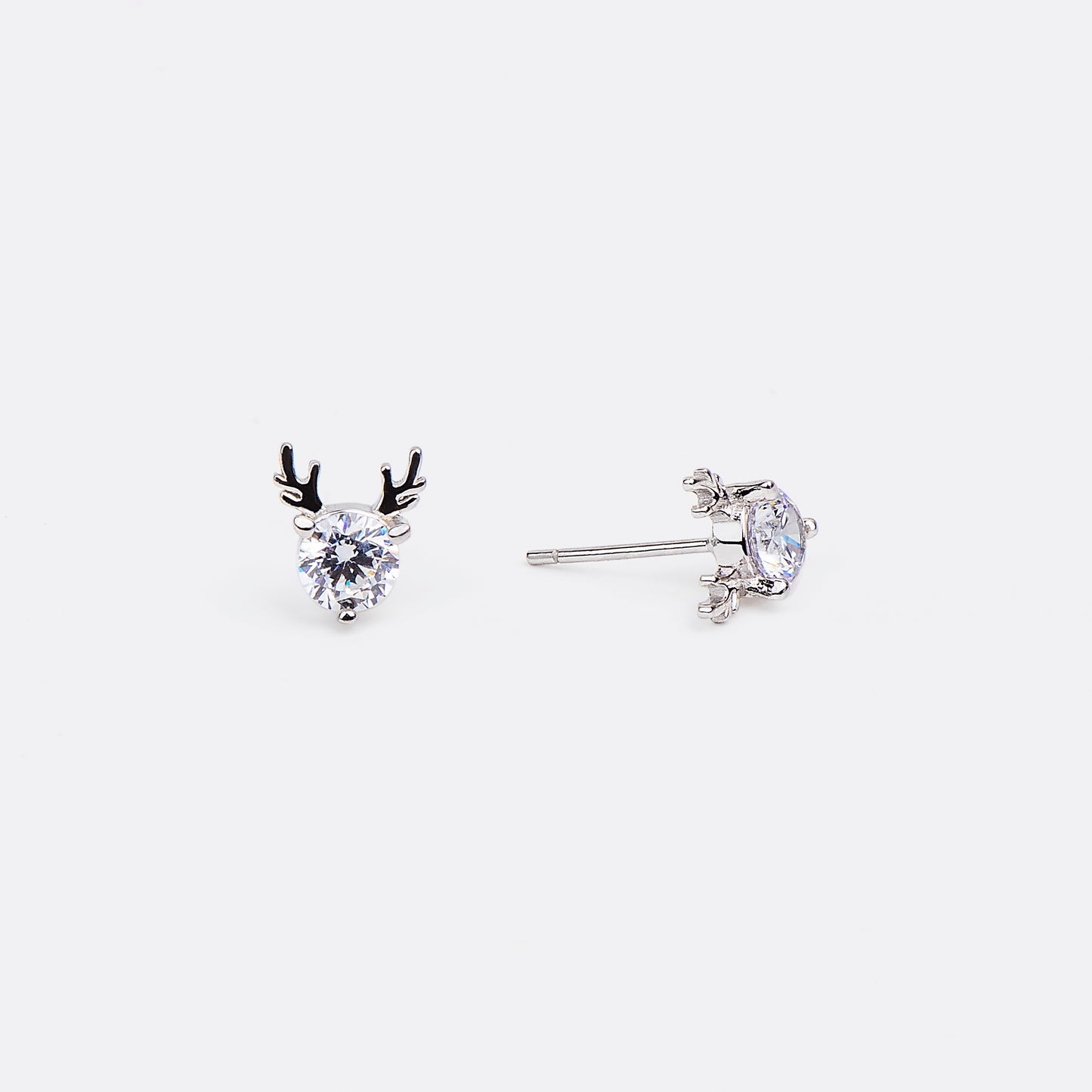 Festive Reindeer Charm Silver Earrings