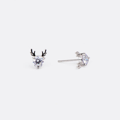 Festive Reindeer Charm Silver Earrings