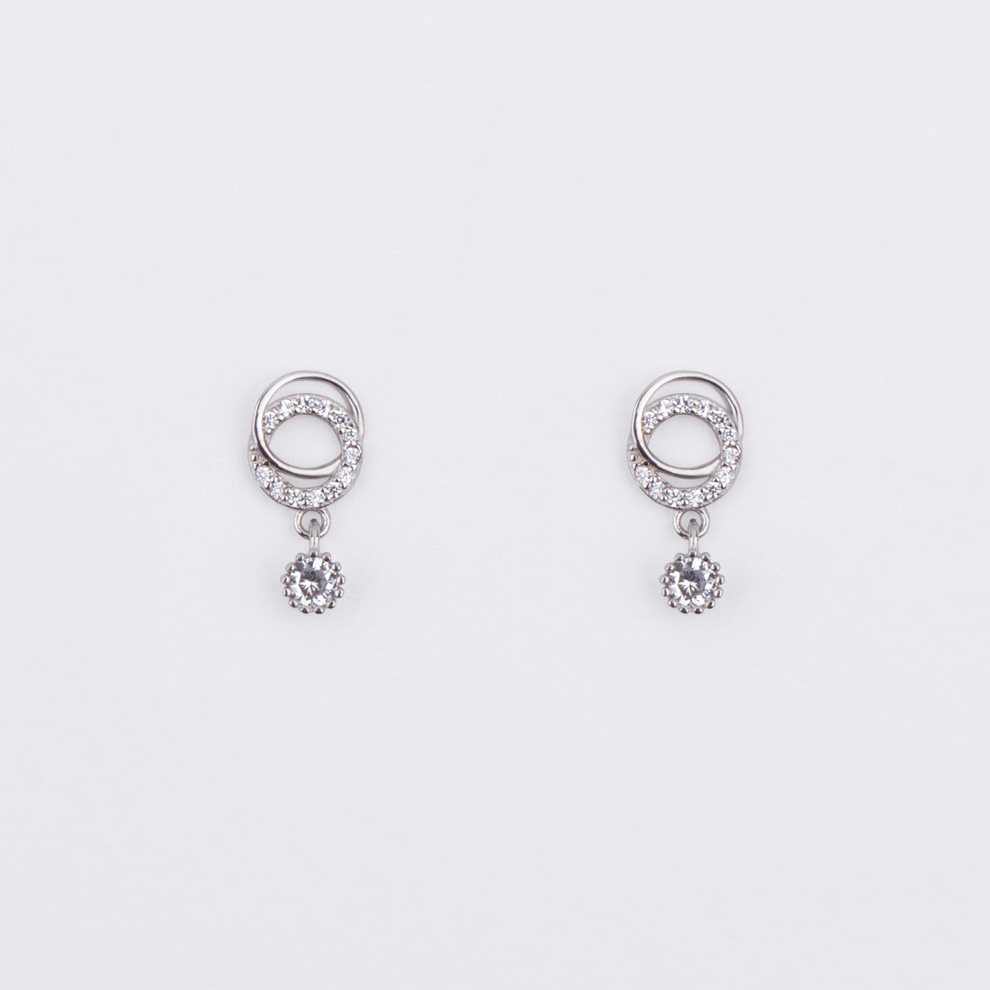 Twinkling Halo Circle Silver Earrings