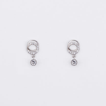 Twinkling Halo Circle Silver Earrings